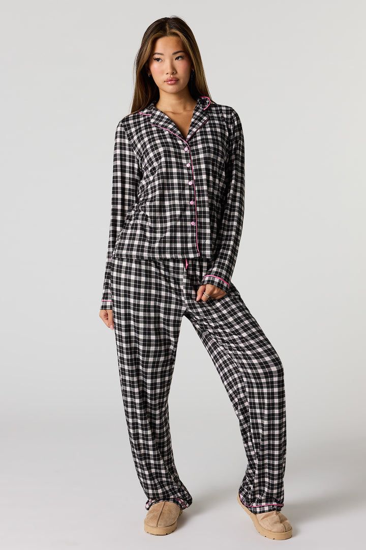 Ensemble pyjama avec haut boutonné imprimé et pantalon