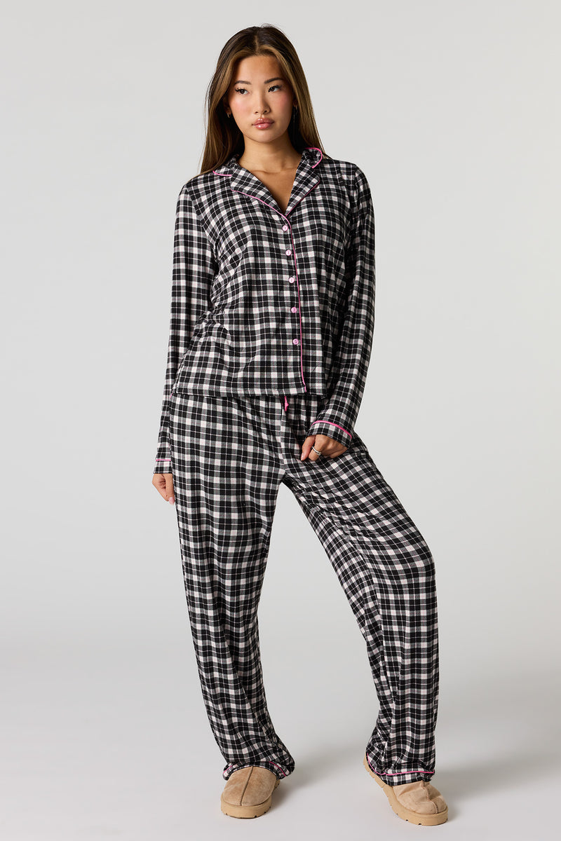 Ensemble pyjama avec haut boutonné imprimé et pantalon