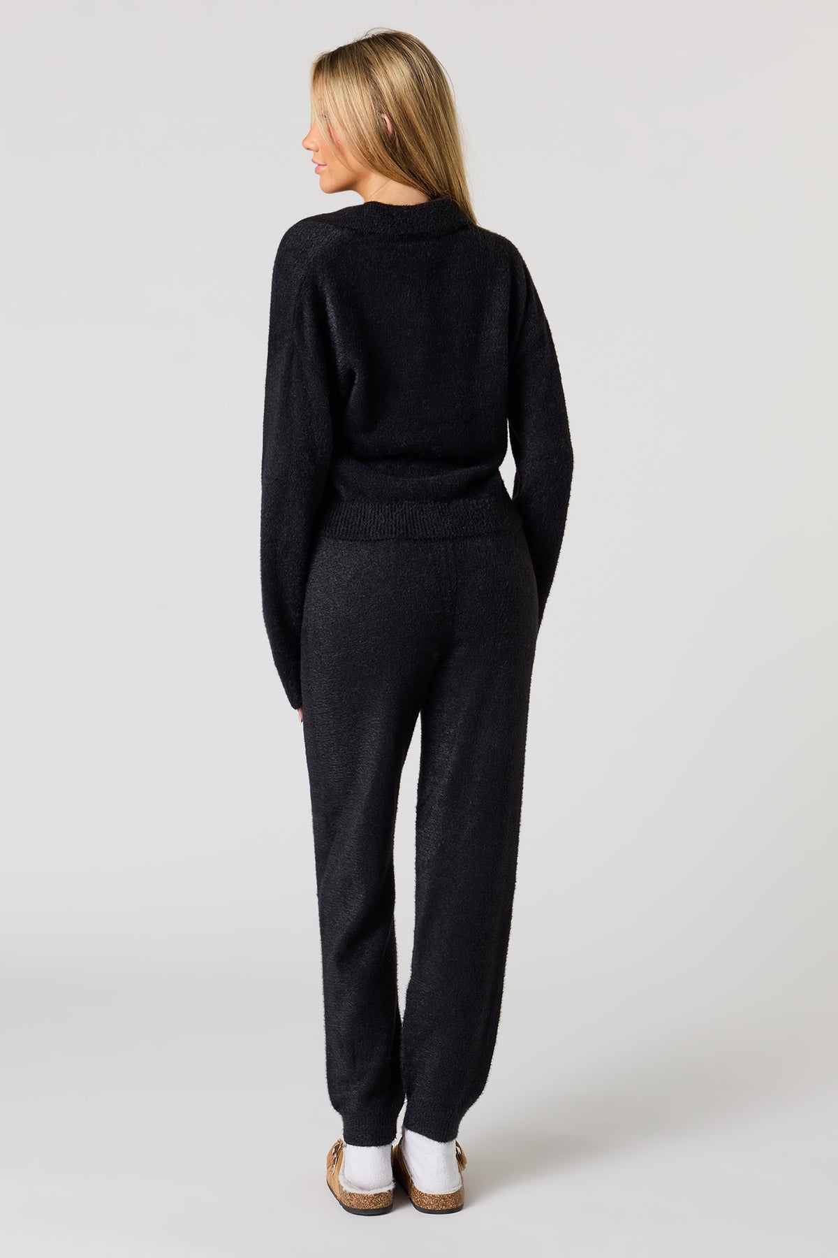 Alt View 3. Mossy Knit Drawstring Jogger - Black
