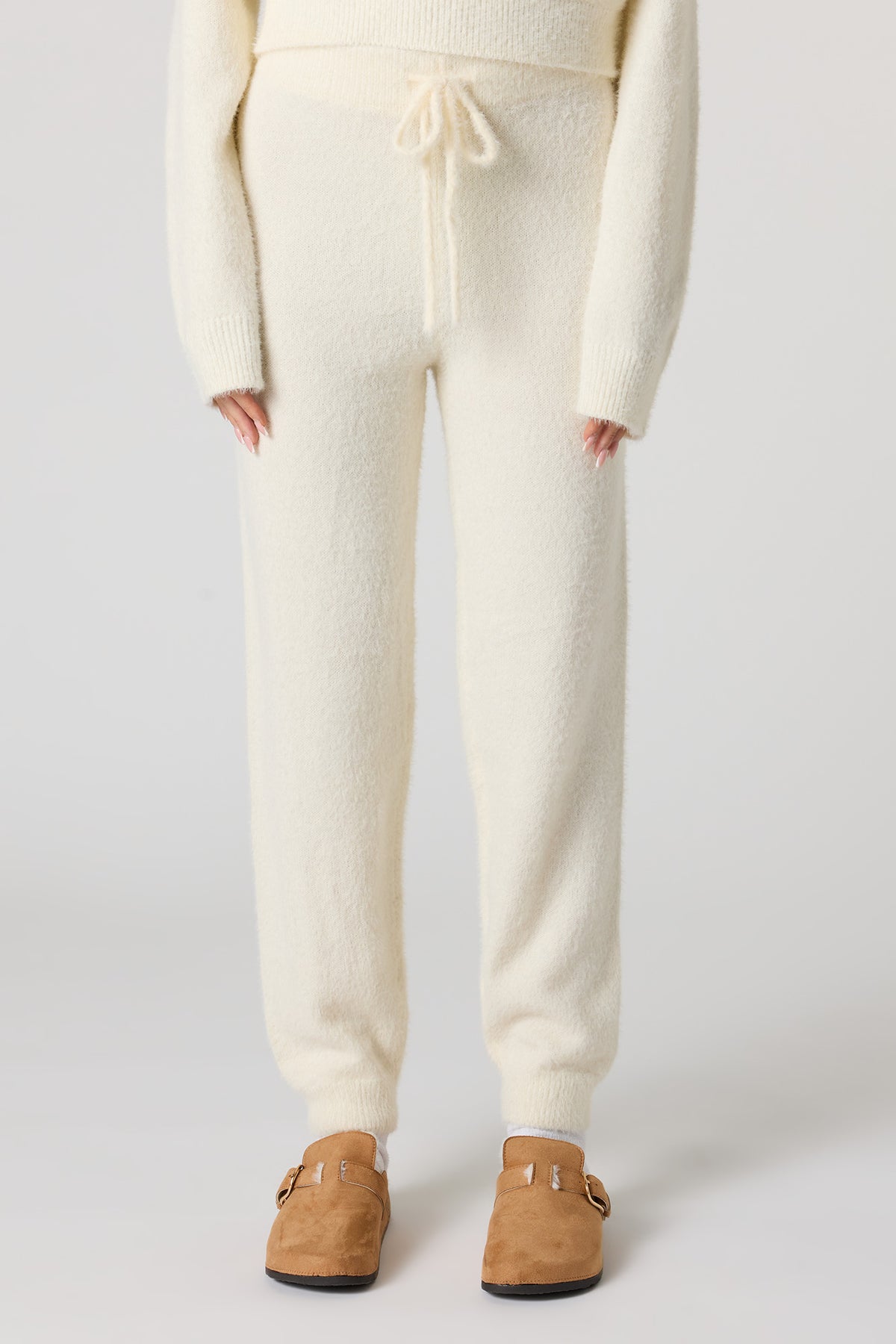 Alt View 2. Mossy Knit Drawstring Jogger - White