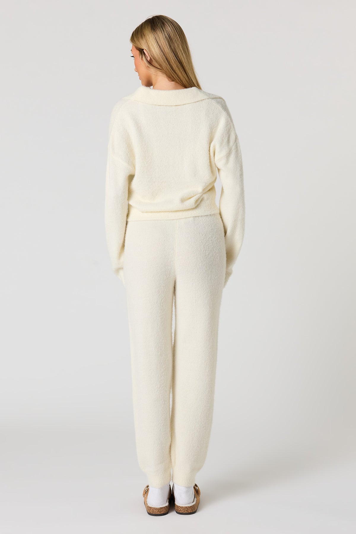 Alt View 4. Mossy Knit Drawstring Jogger - White
