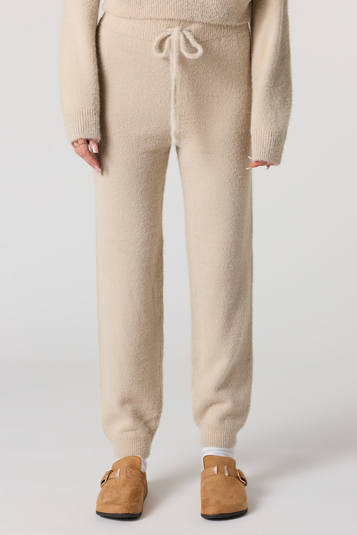 Alt View 2. Mossy Knit Drawstring Jogger - Oatmeal