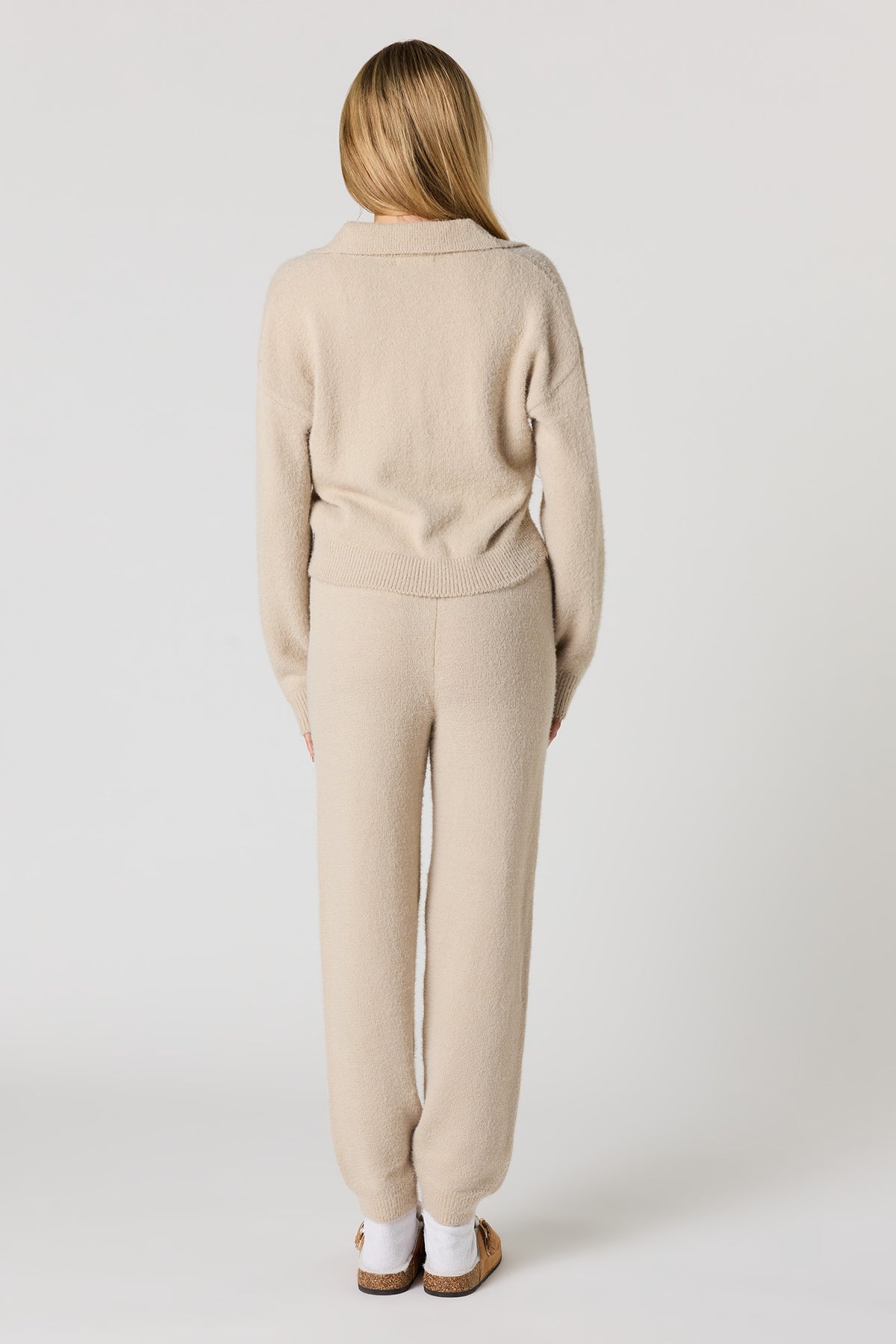 Alt View 3. Mossy Knit Drawstring Jogger - Oatmeal