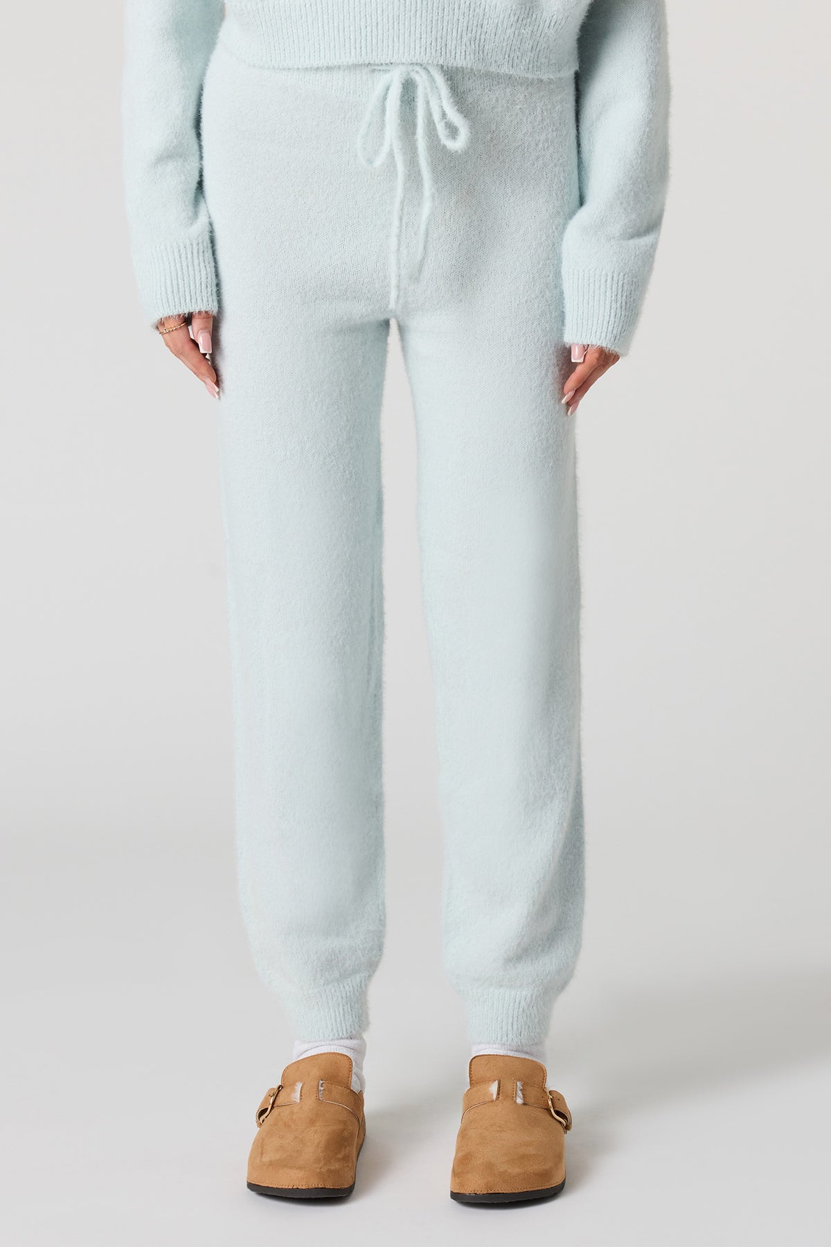 Alt View 2. Mossy Knit Drawstring Jogger - Light Blue