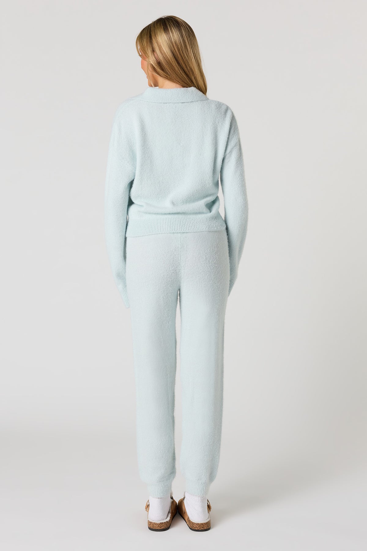 Alt View 3. Mossy Knit Drawstring Jogger - Light Blue