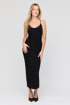 Robe midi en filet avec liséré de dentelle