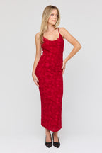 Robe midi en filet avec liséré de dentelle