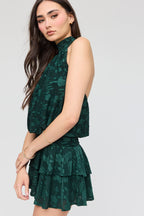 Floral Mesh Halter Mini Dress