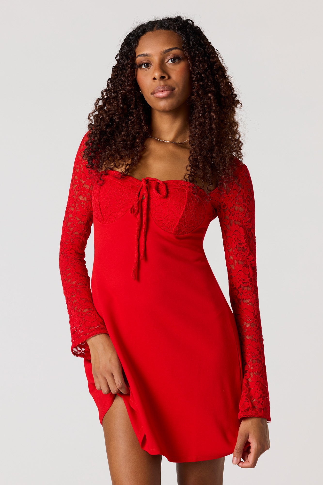 Lace Long Sleeve Mini Dress – Urban Planet