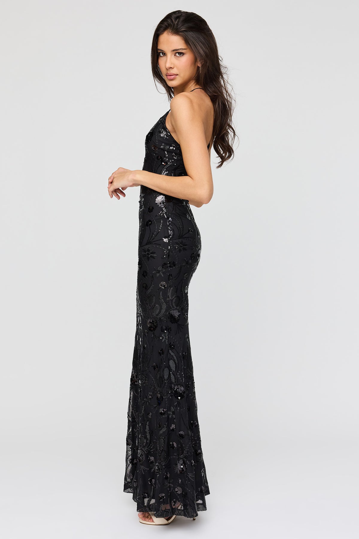 Alt View 2. Sequin Mesh Mermaid Dress - Black