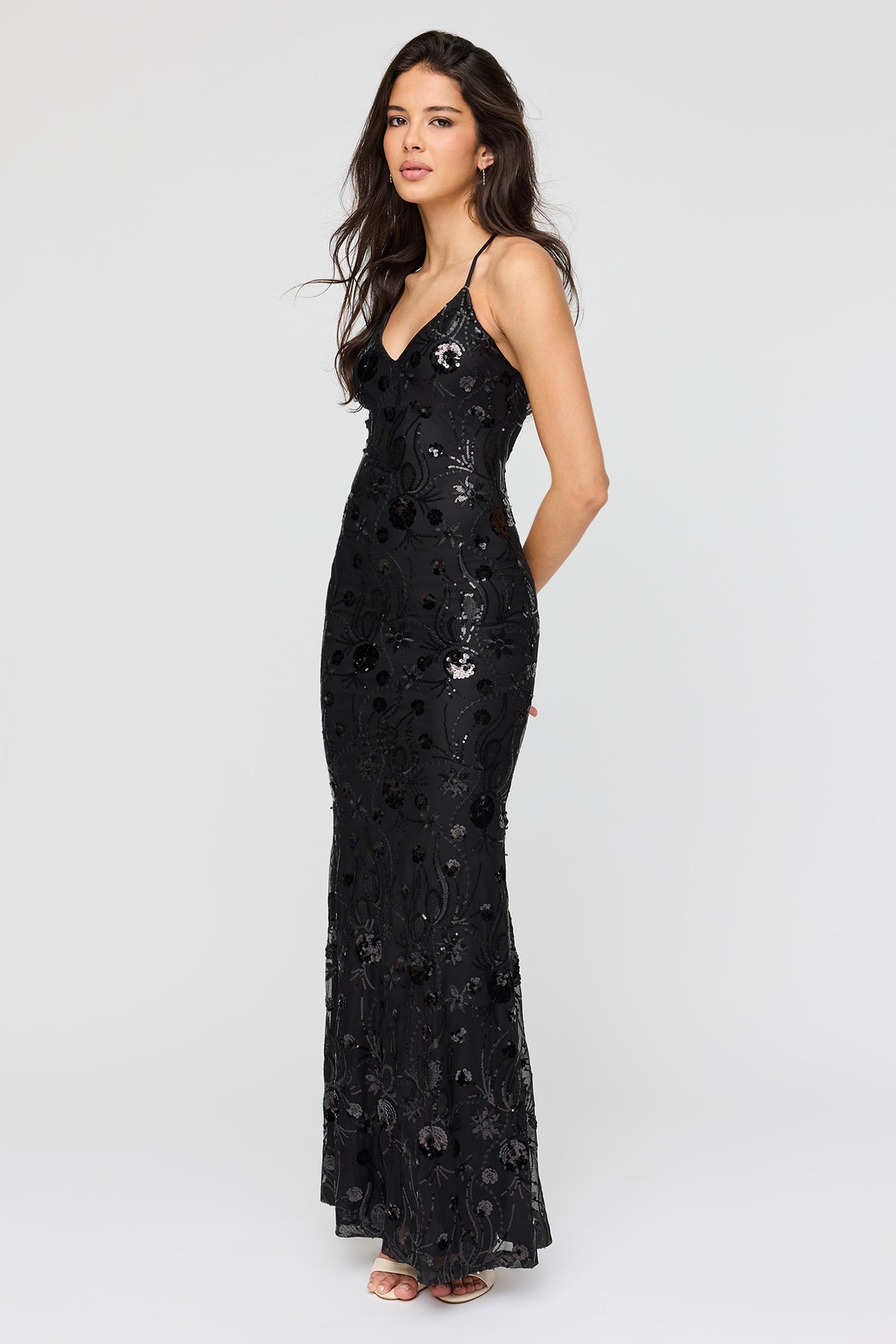 Sequin Mesh Mermaid Dress - Black