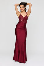 Robe sirène ruchée à paillettes