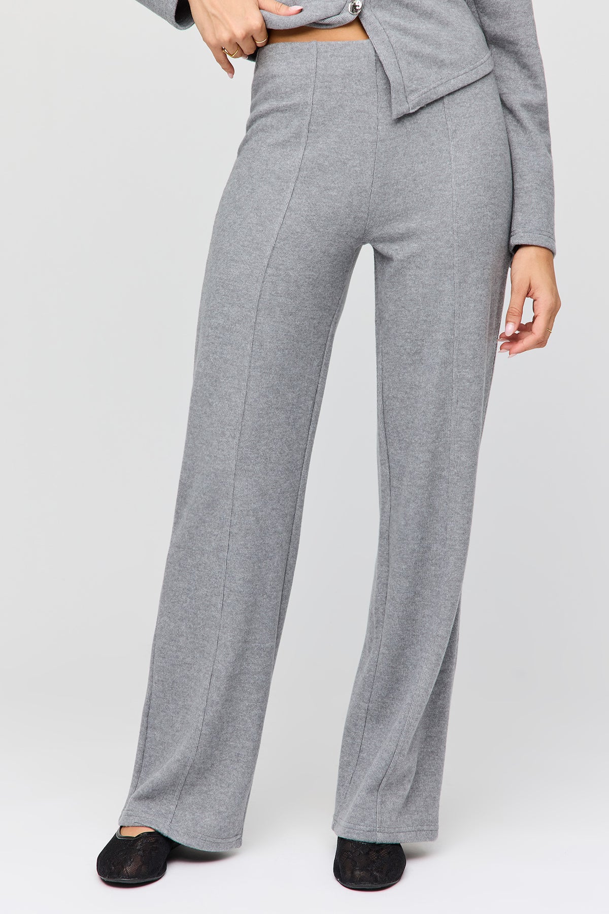 Alt View 2. Cozy Knit Straight Leg Dress Pant - Heather Grey