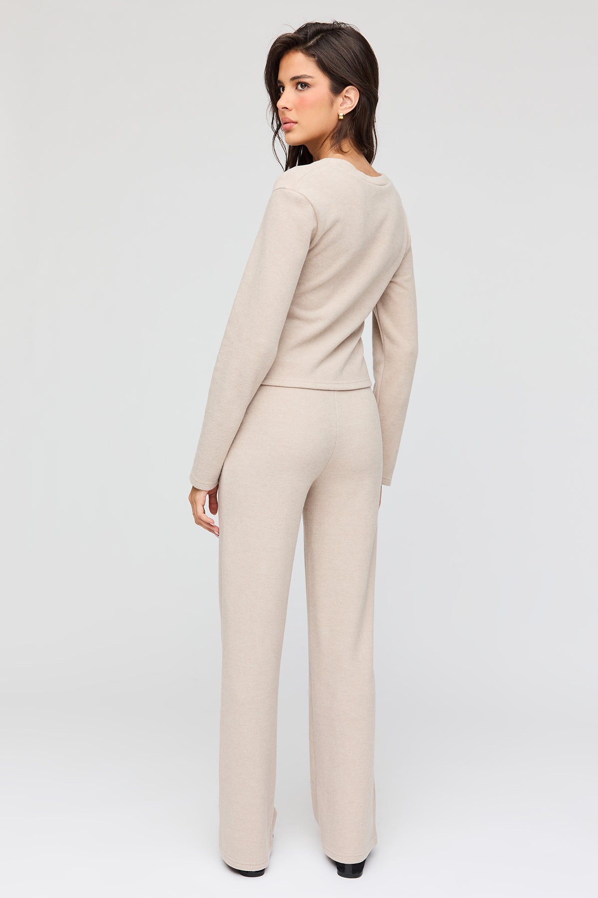 Vue alternative 3. Pantalon habillé à jamb droite en tricot pelucheux
