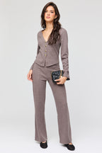 Pantalon habillé à jamb droite en tricot pelucheux
