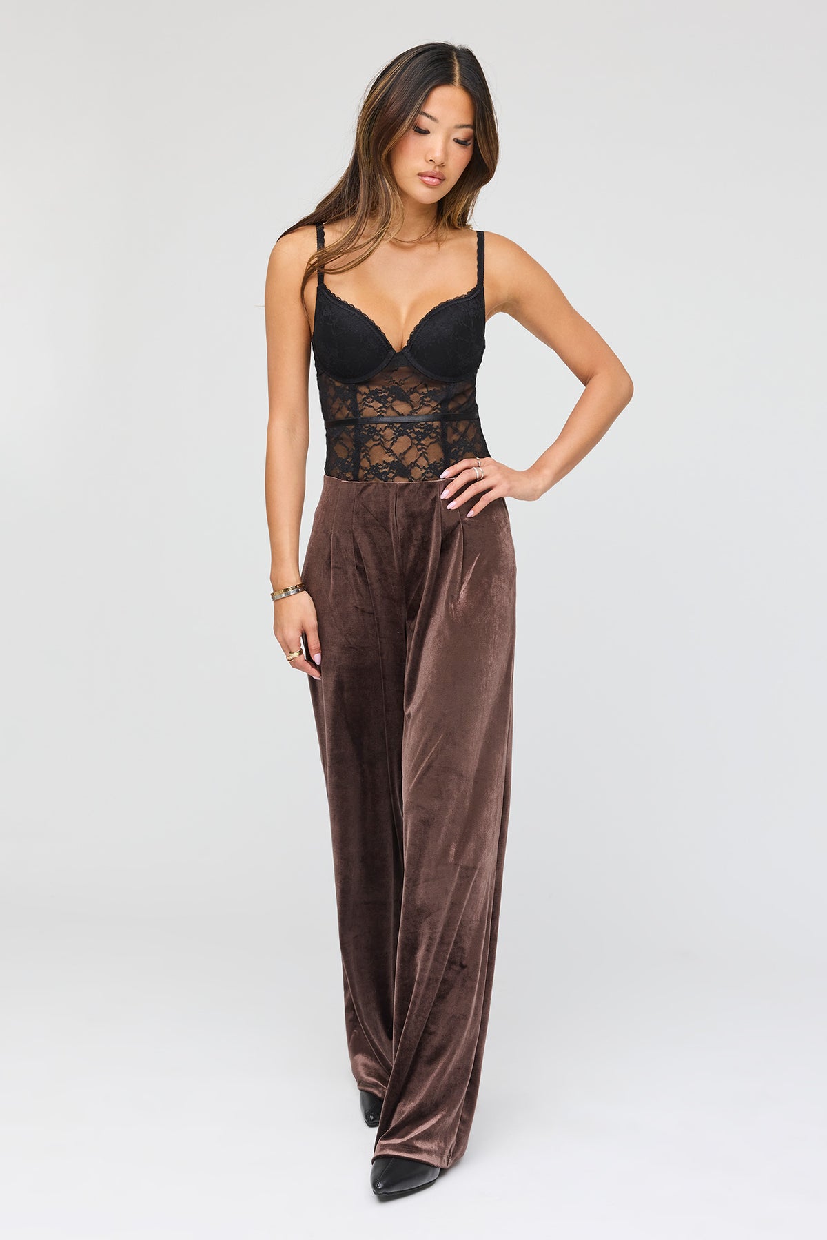 Pantaln en velours à jambe large
