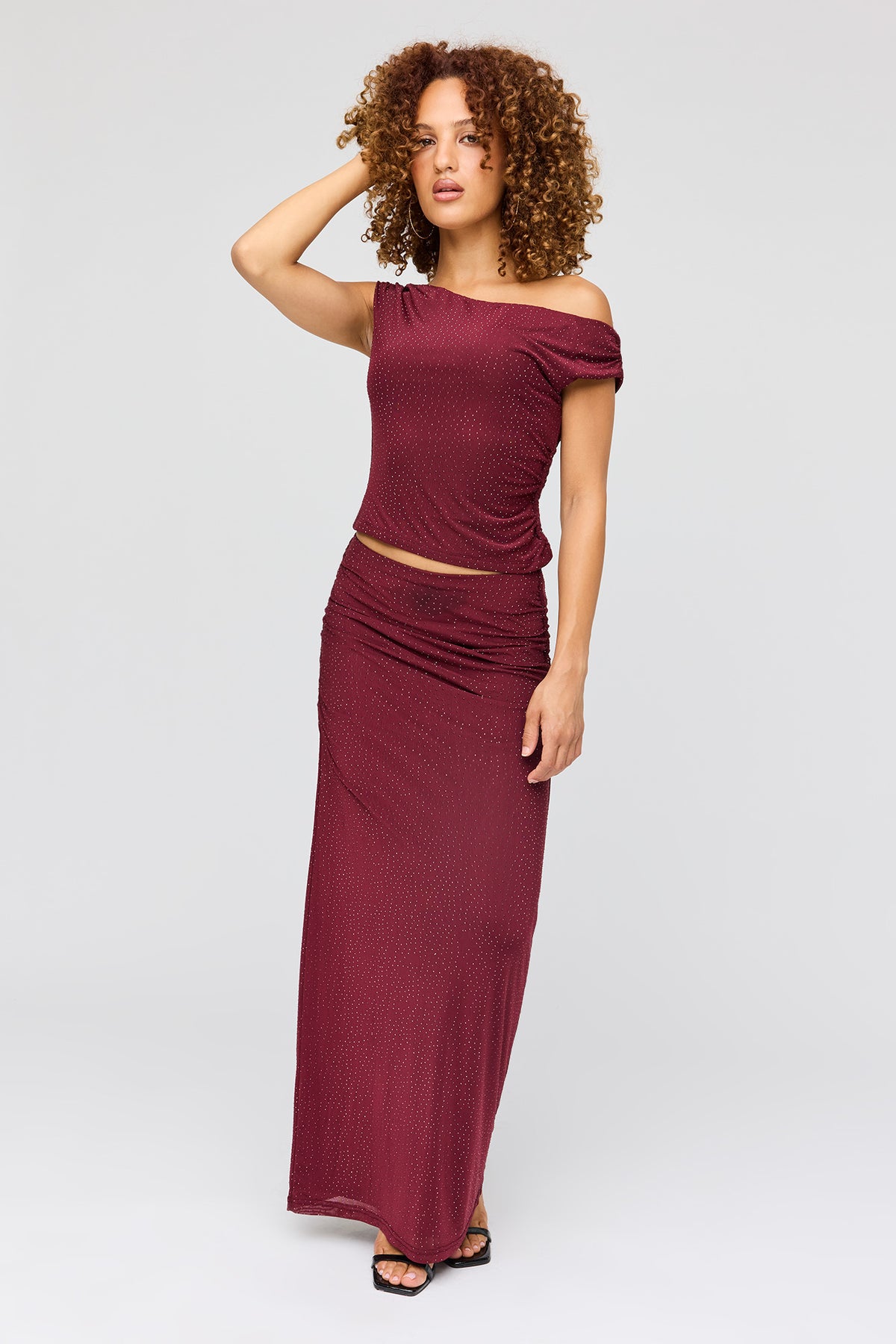 Jupe maxi avec pierres du Rhin