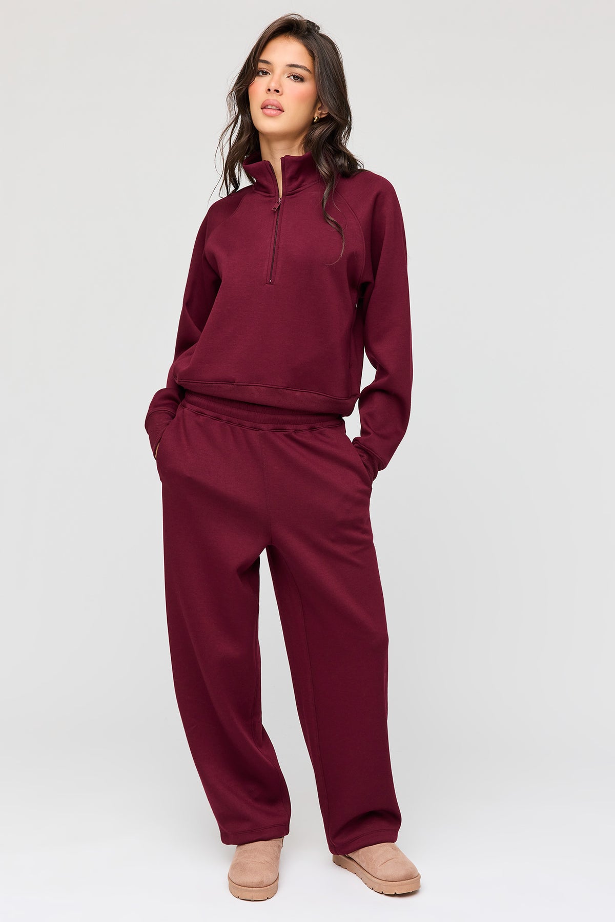 Luxe Scuba Barrel Sweatpant - Burgundy