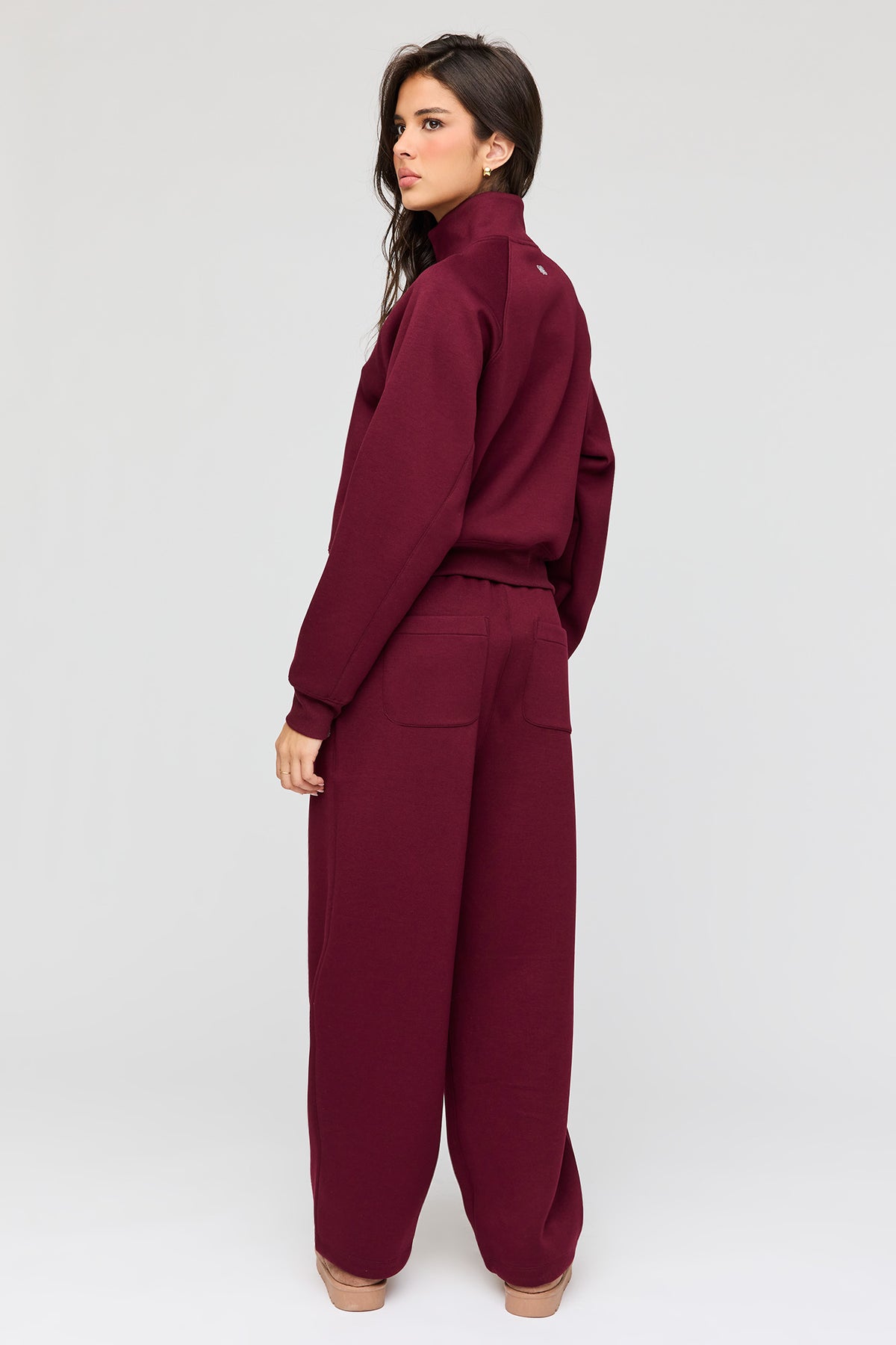 Alt View 3. Luxe Scuba Barrel Sweatpant - Burgundy