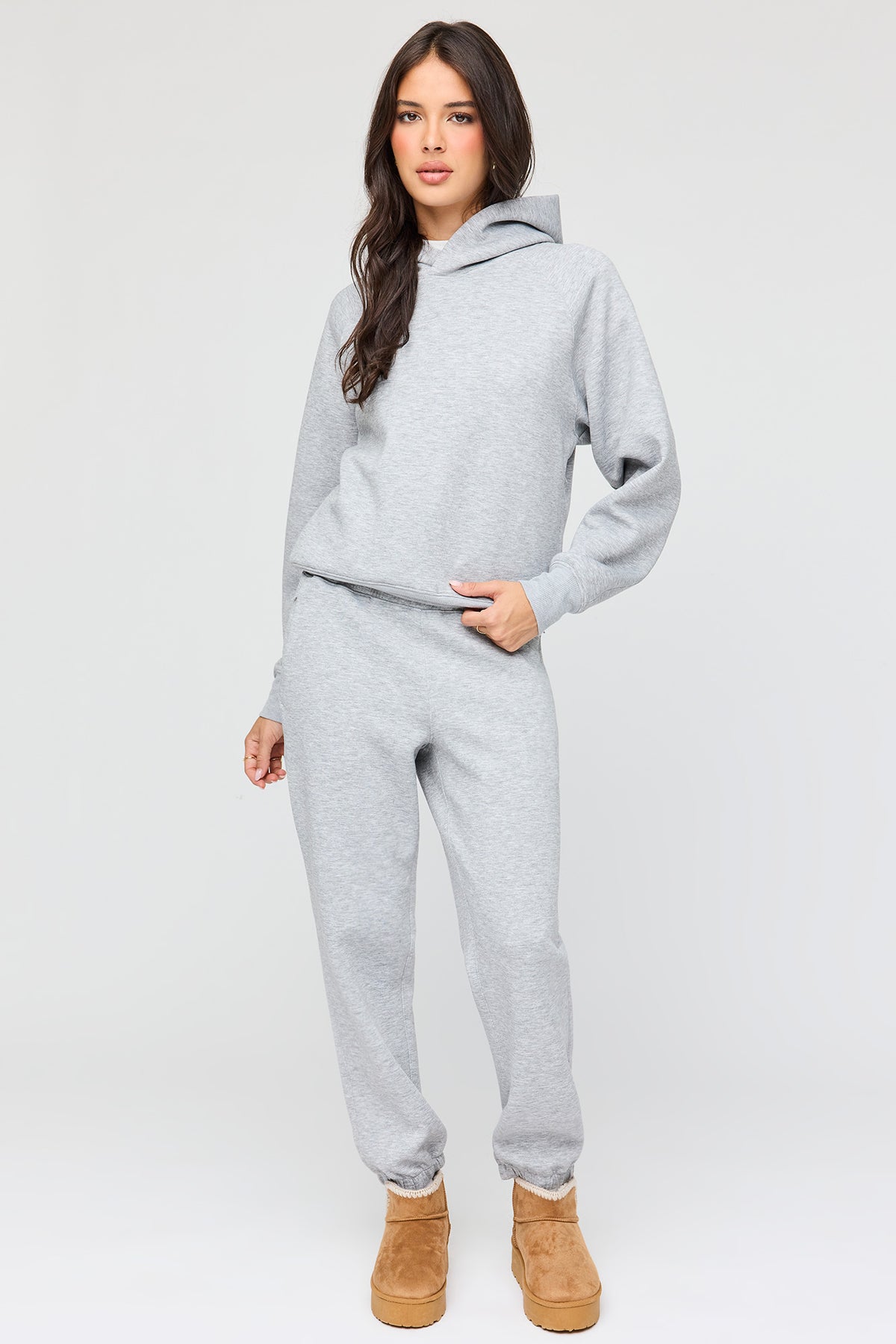 Alt View 3. Luxe Scuba Hoodie - Heather Grey