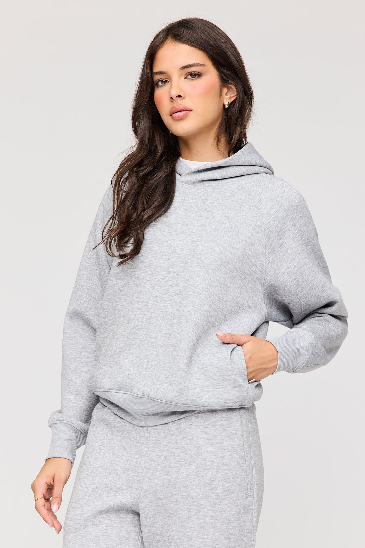 Luxe Scuba Hoodie - Heather Grey
