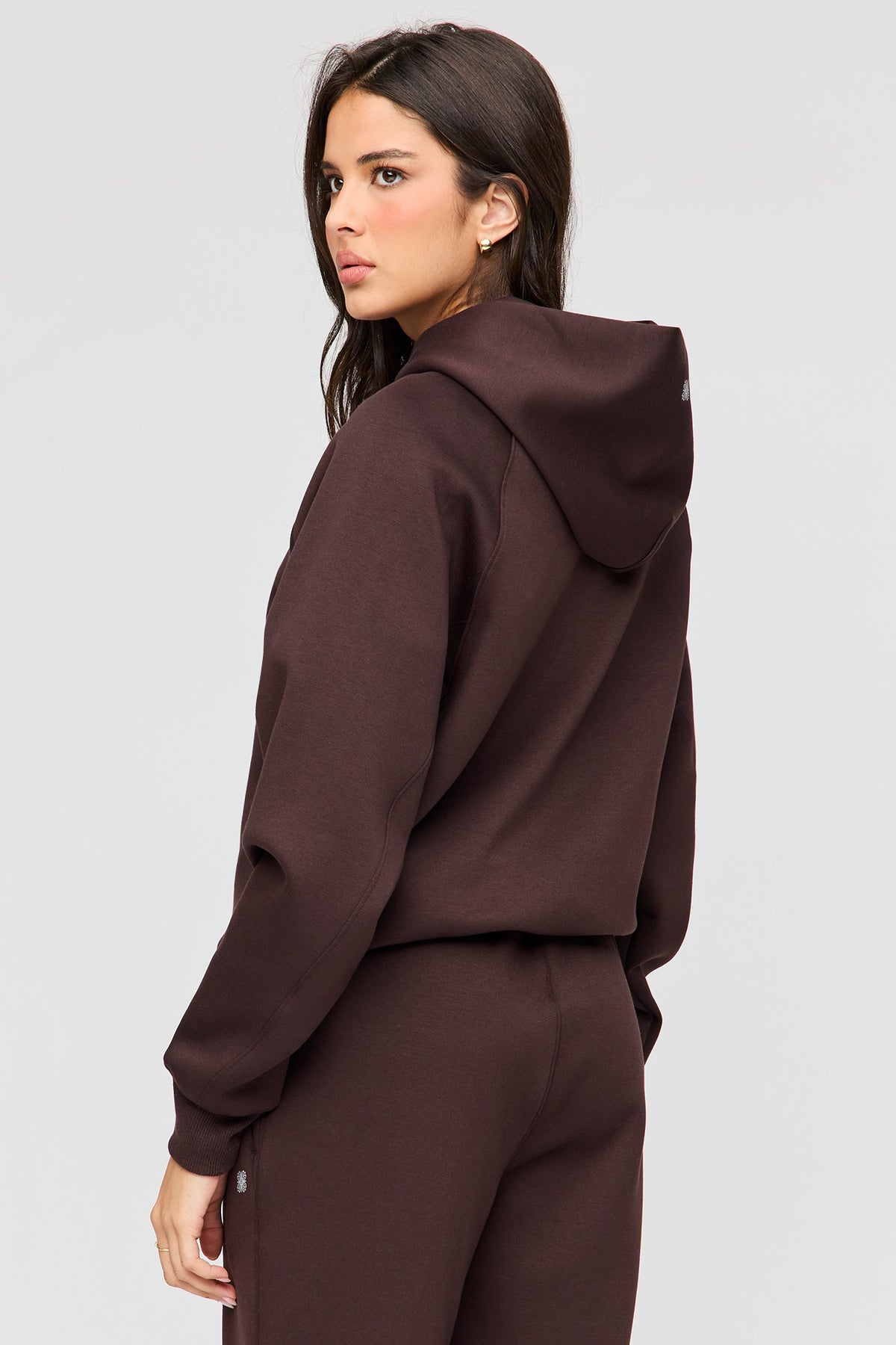 Alt View 2. Luxe Scuba Hoodie - Brown