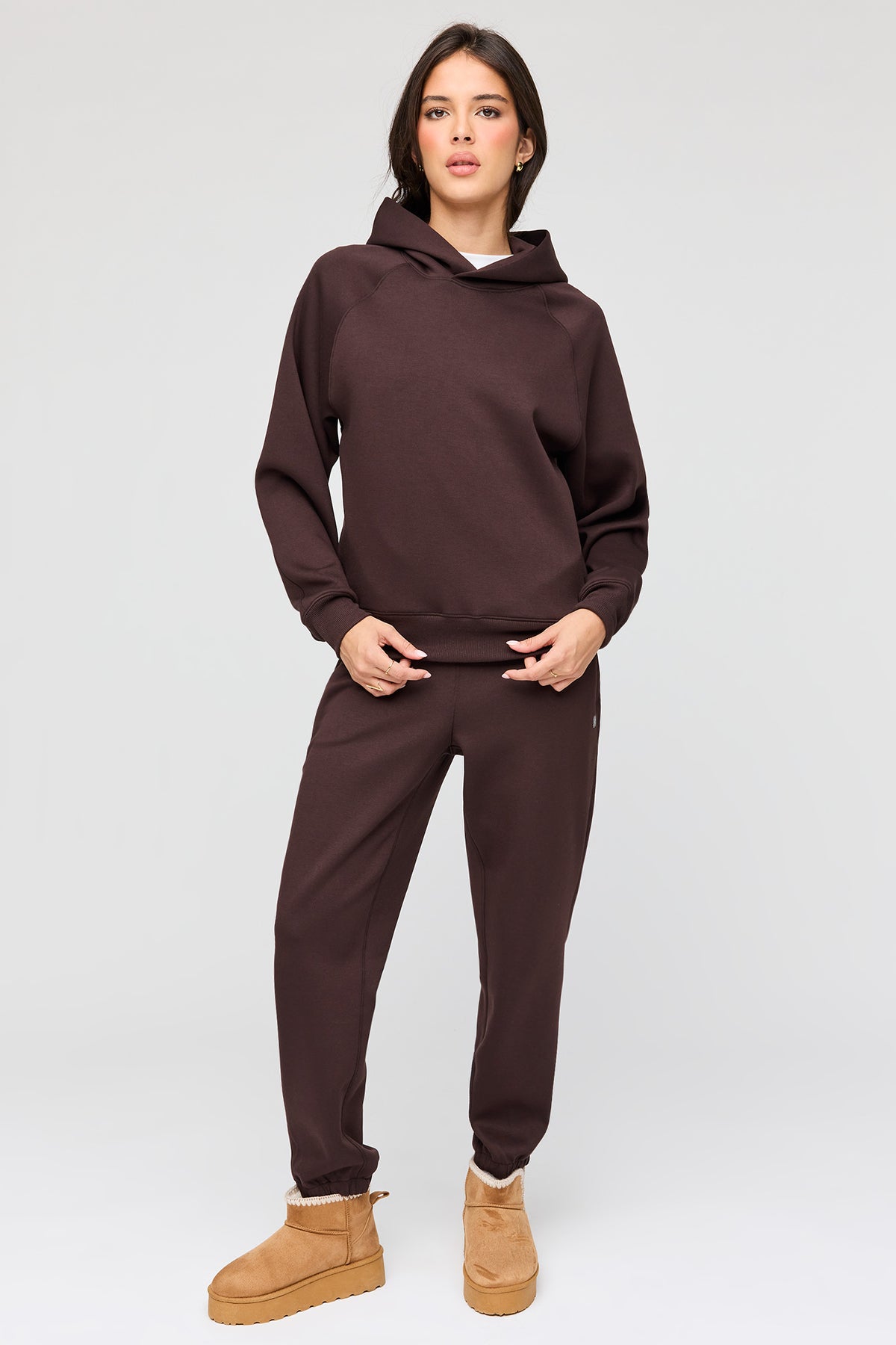 Alt View 3. Luxe Scuba Hoodie - Brown