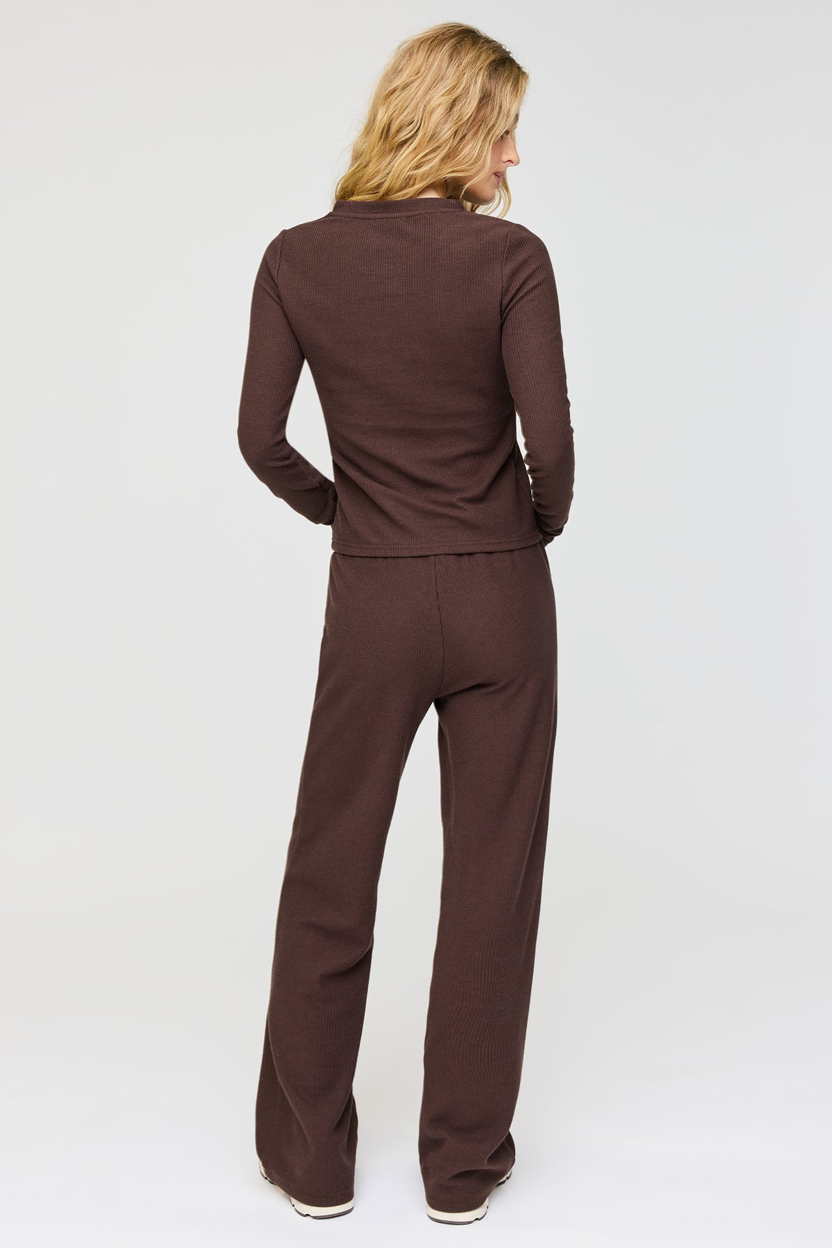 Alt View 3. Waffle Knit Straight Leg Pant - Brown
