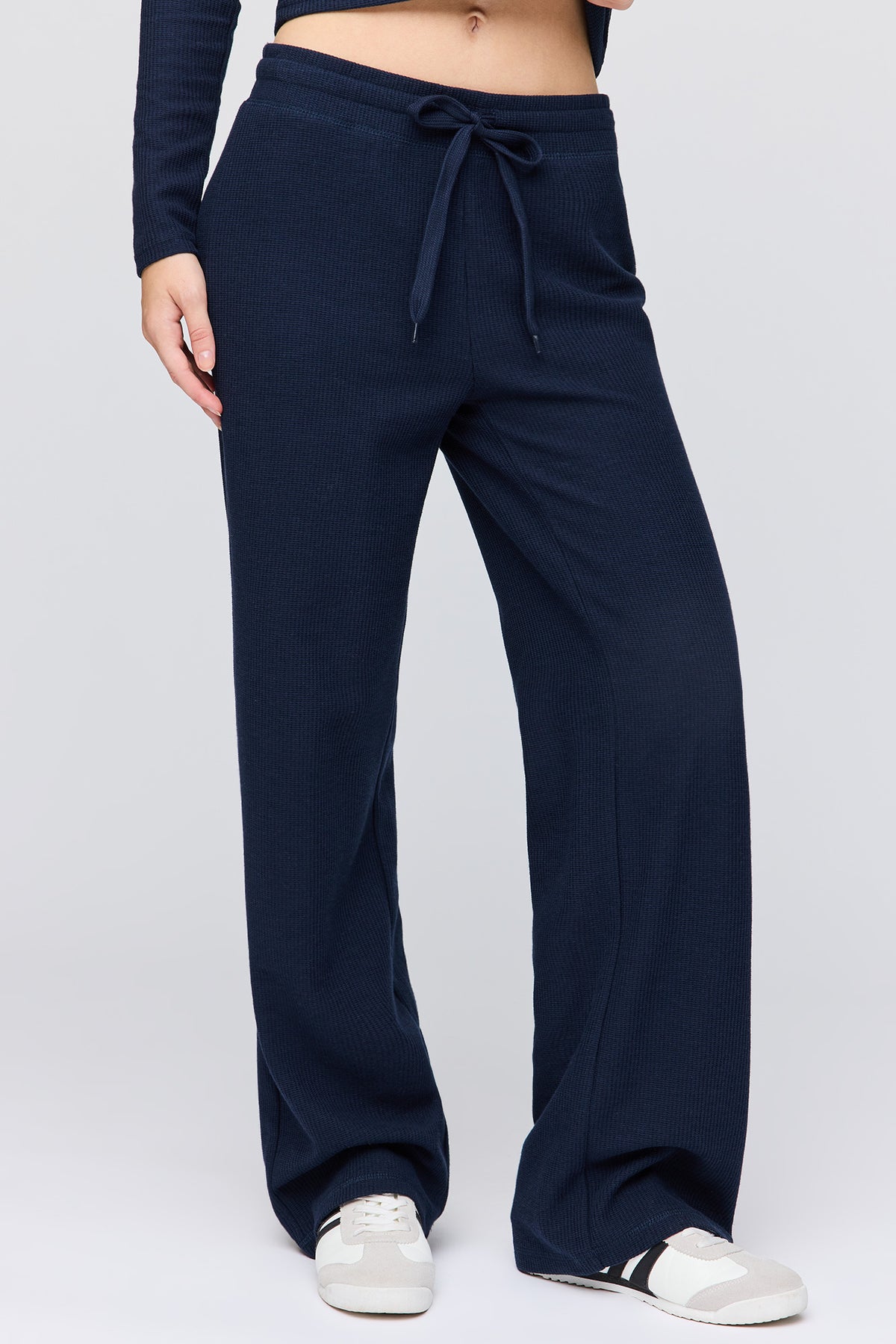 Alt View 2. Waffle Knit Straight Leg Pant - Navy