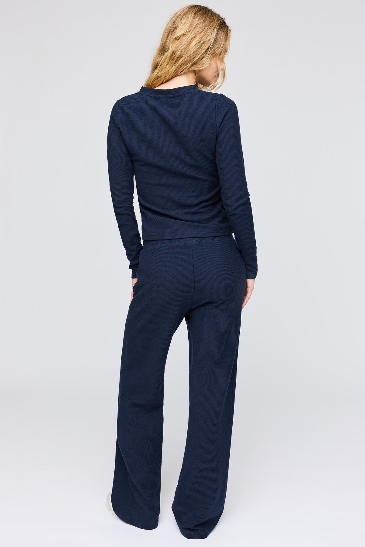 Alt View 3. Waffle Knit Straight Leg Pant - Navy