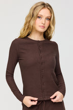 Cardigan boutonné en tricot gaufré