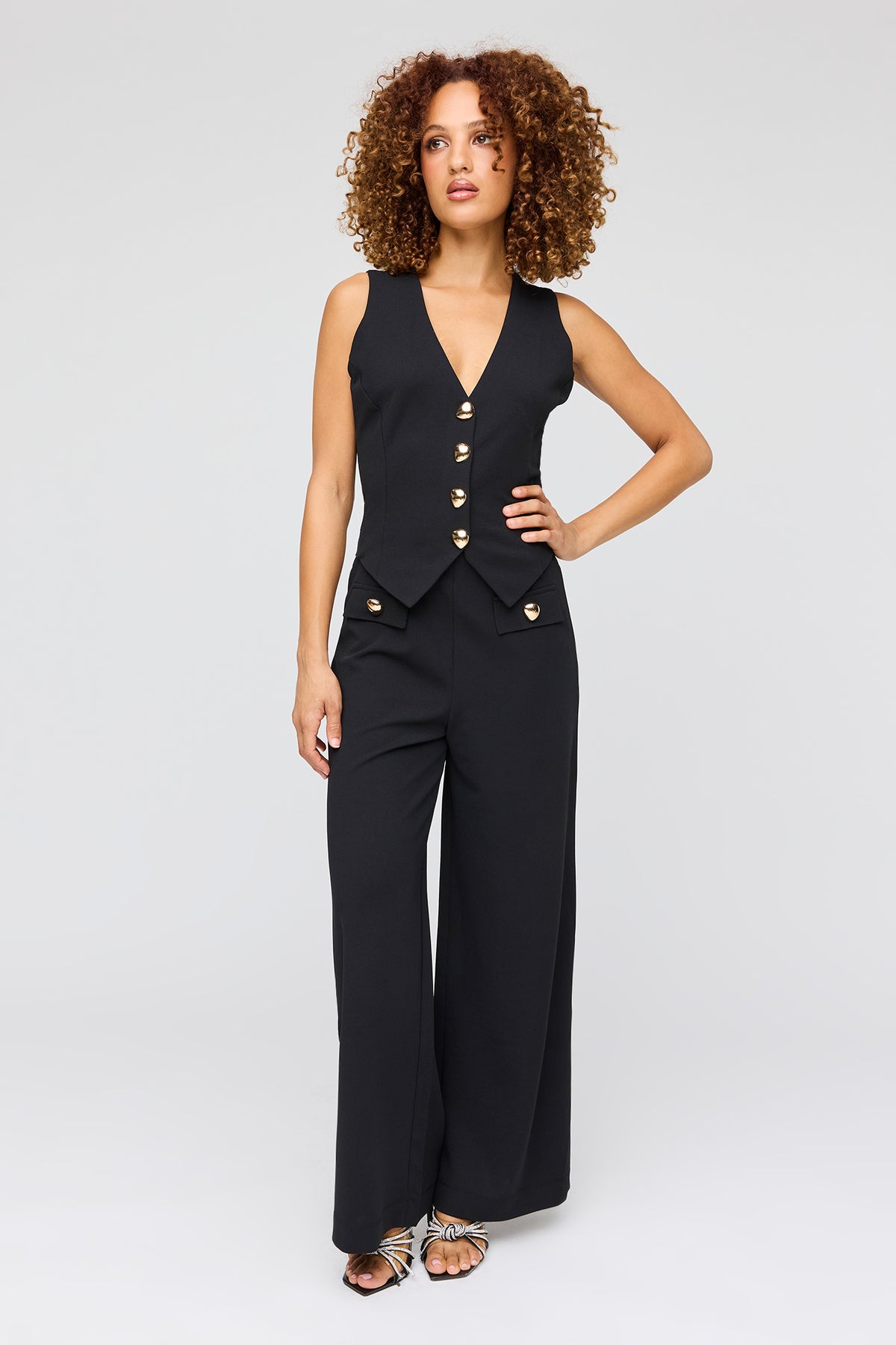 Alt View 3. Buttoned Vest - Black