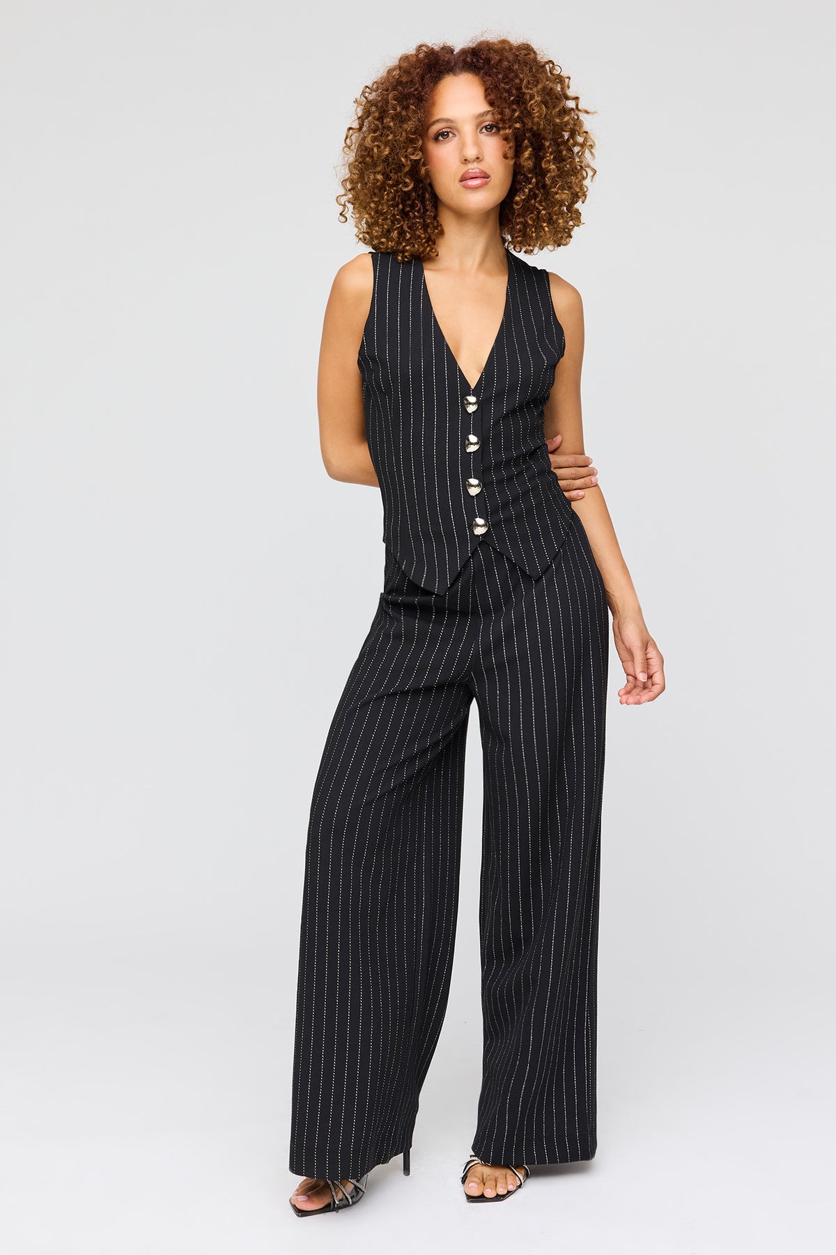 Alt View 3. Buttoned Vest - Pinstripe
