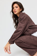Faux Suede Bomber Jacket