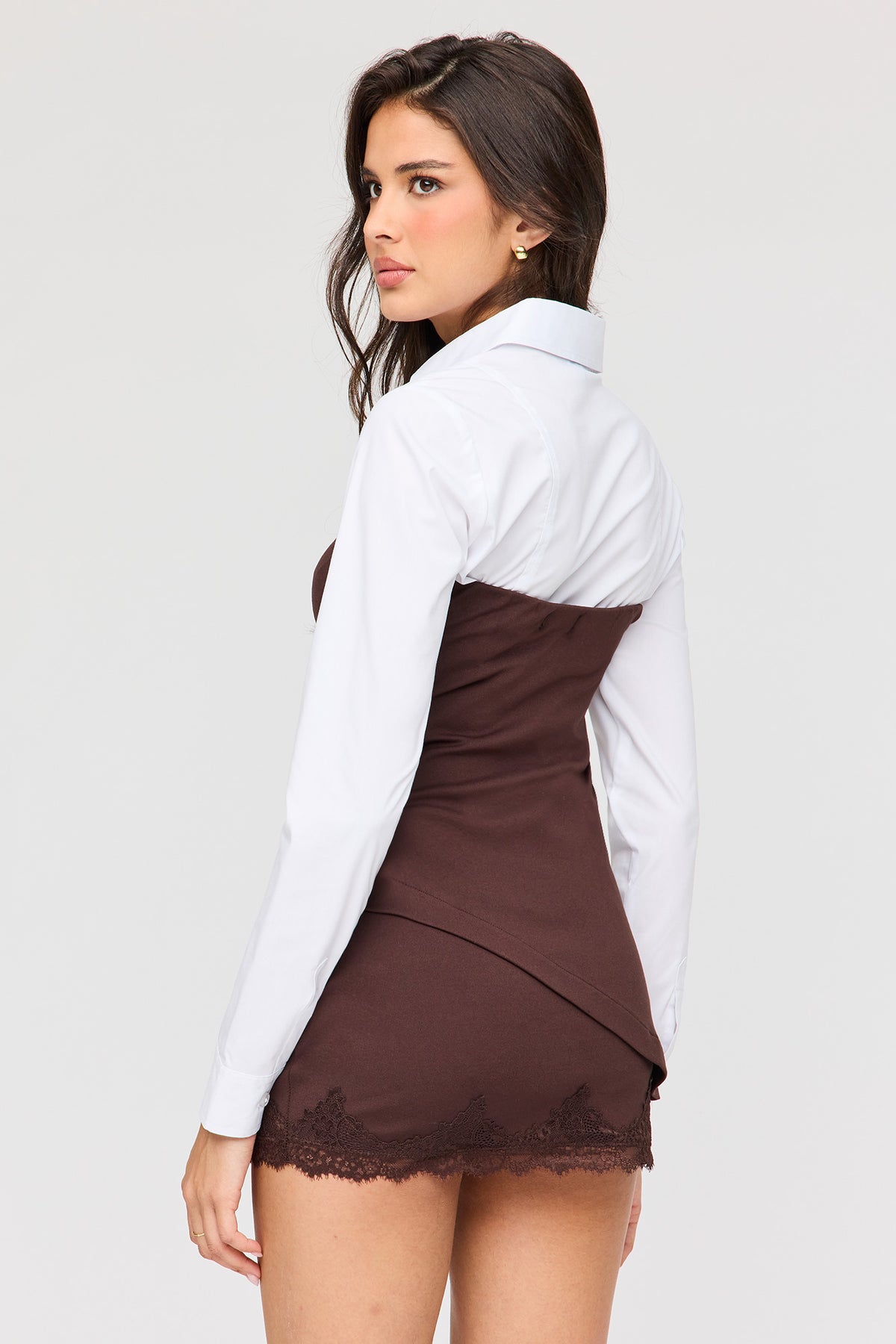 Alt View 2. Asymmetrical Tube Top - Brown