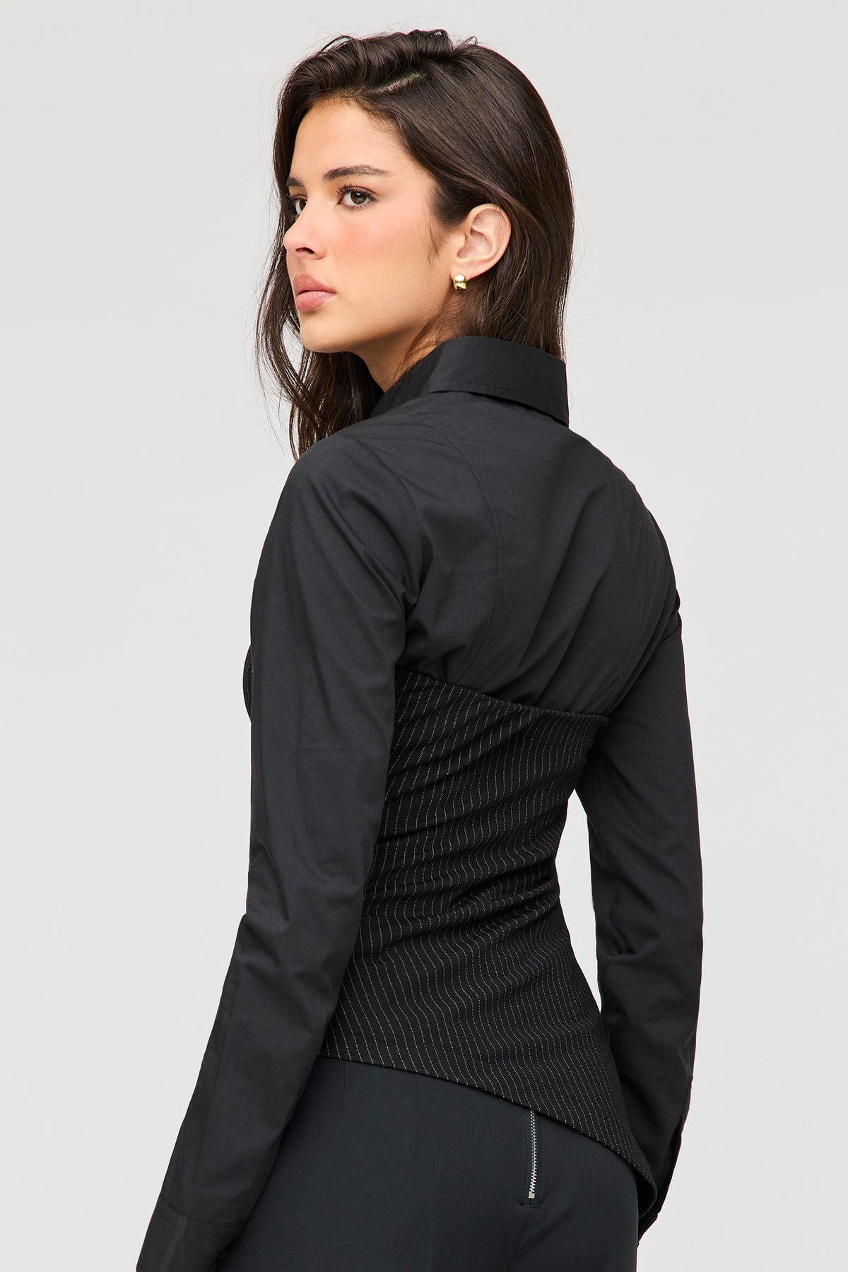 Alt View 2. Asymmetrical Tube Top - Pinstripe