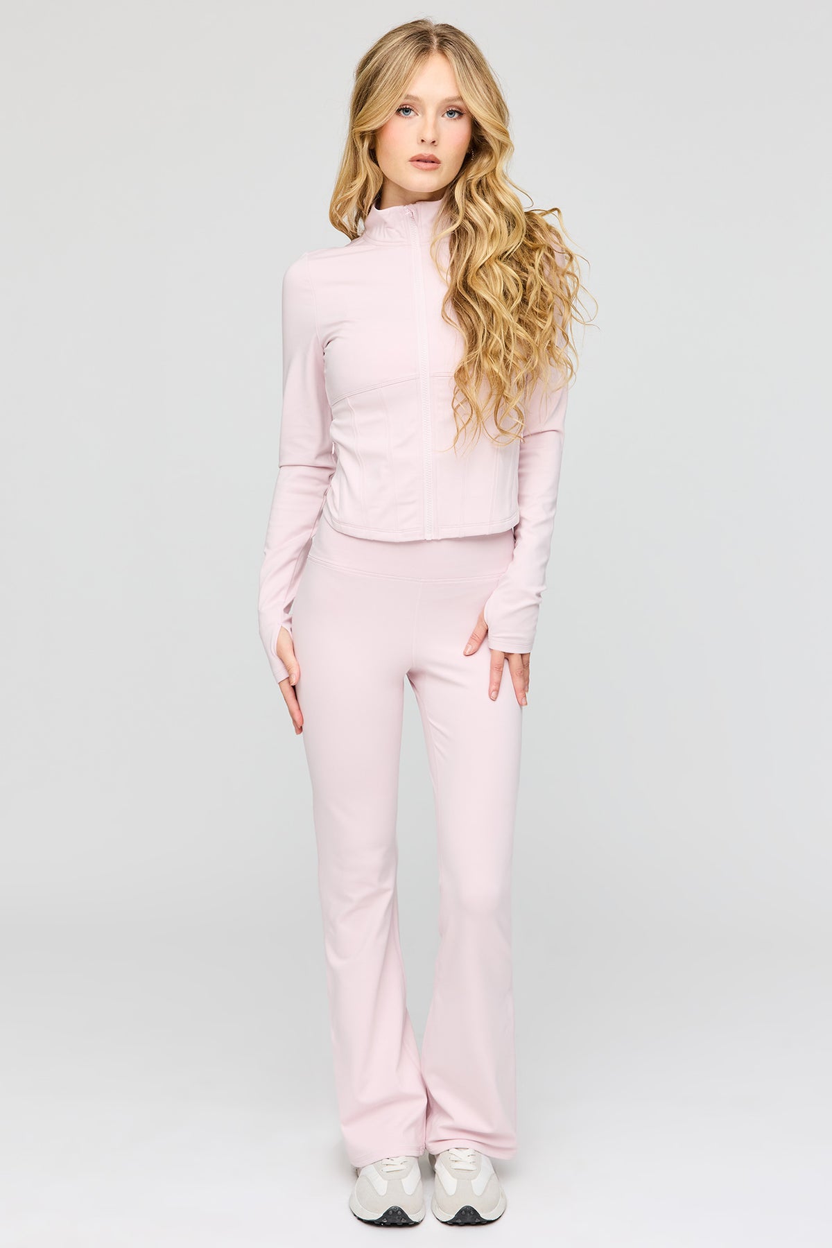 Alt View 3. Active Fleece Lined Corset Zip Jacket - Pink