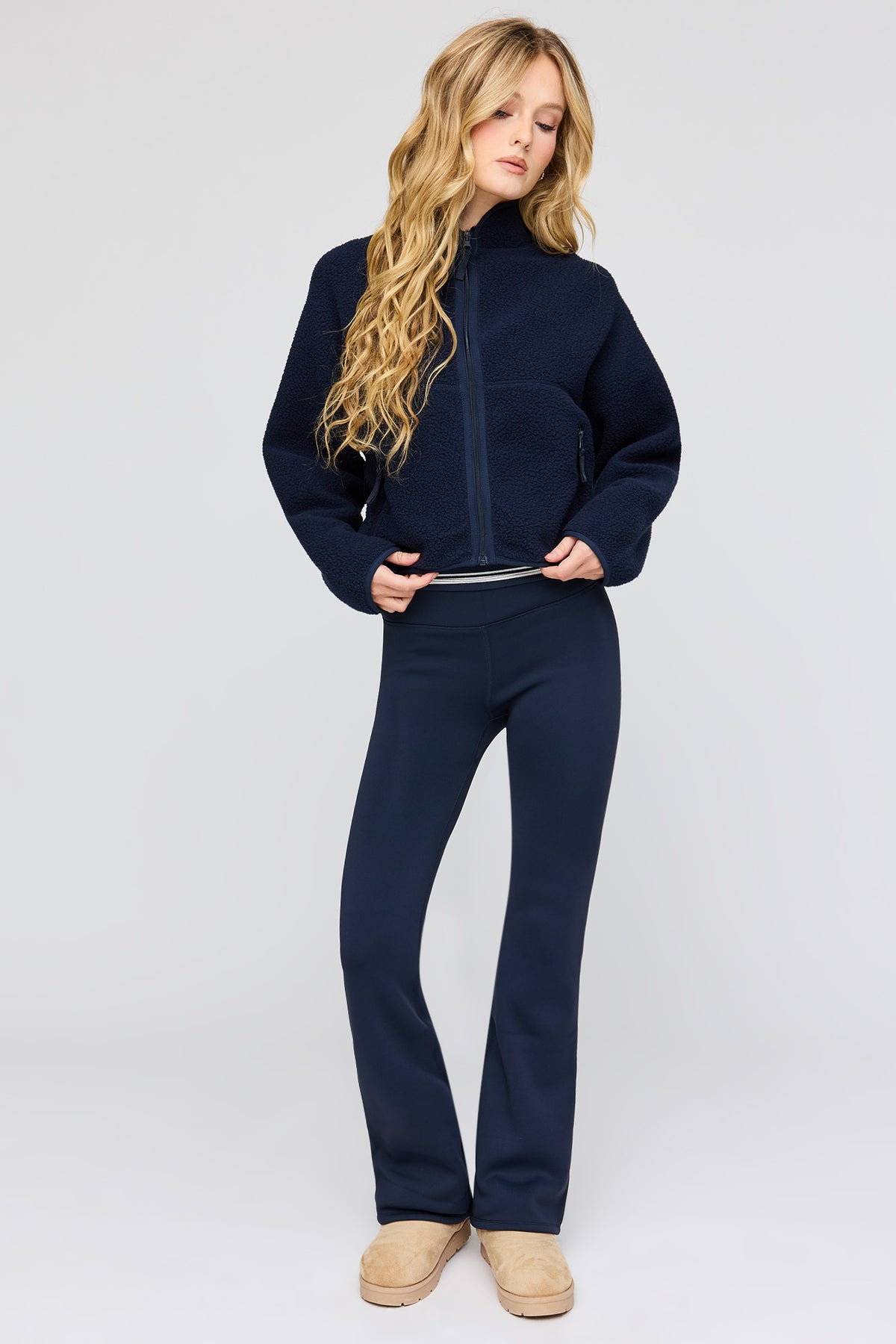 Active Fleece Lined Flare Leg Pant - Navy