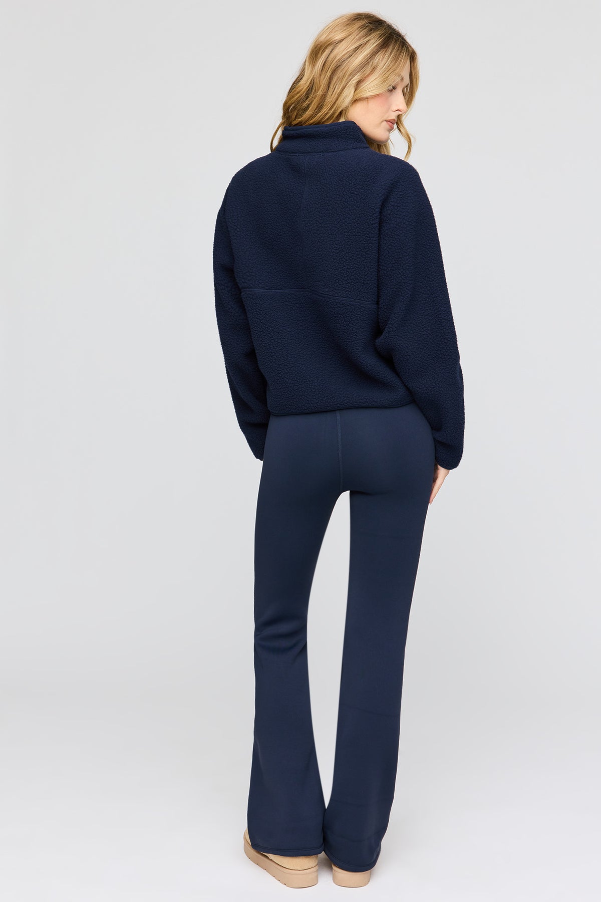 Alt View 3. Active Fleece Lined Flare Leg Pant - Navy