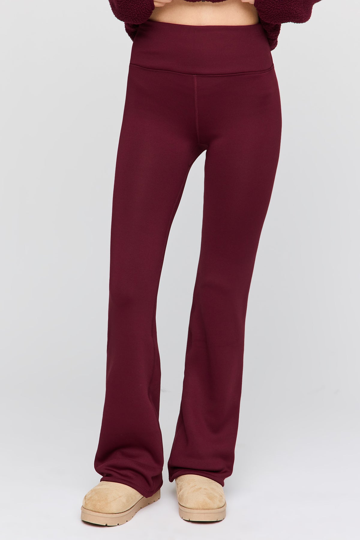Alt View 2. Active Fleece Lined Flare Leg Pant - Burgundy