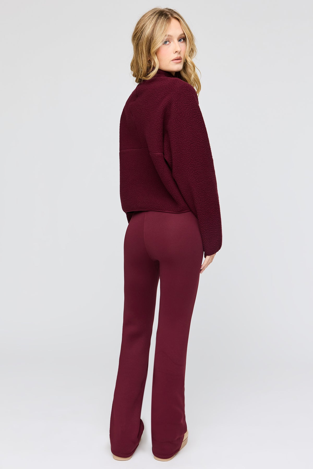 Alt View 3. Active Fleece Lined Flare Leg Pant - Burgundy