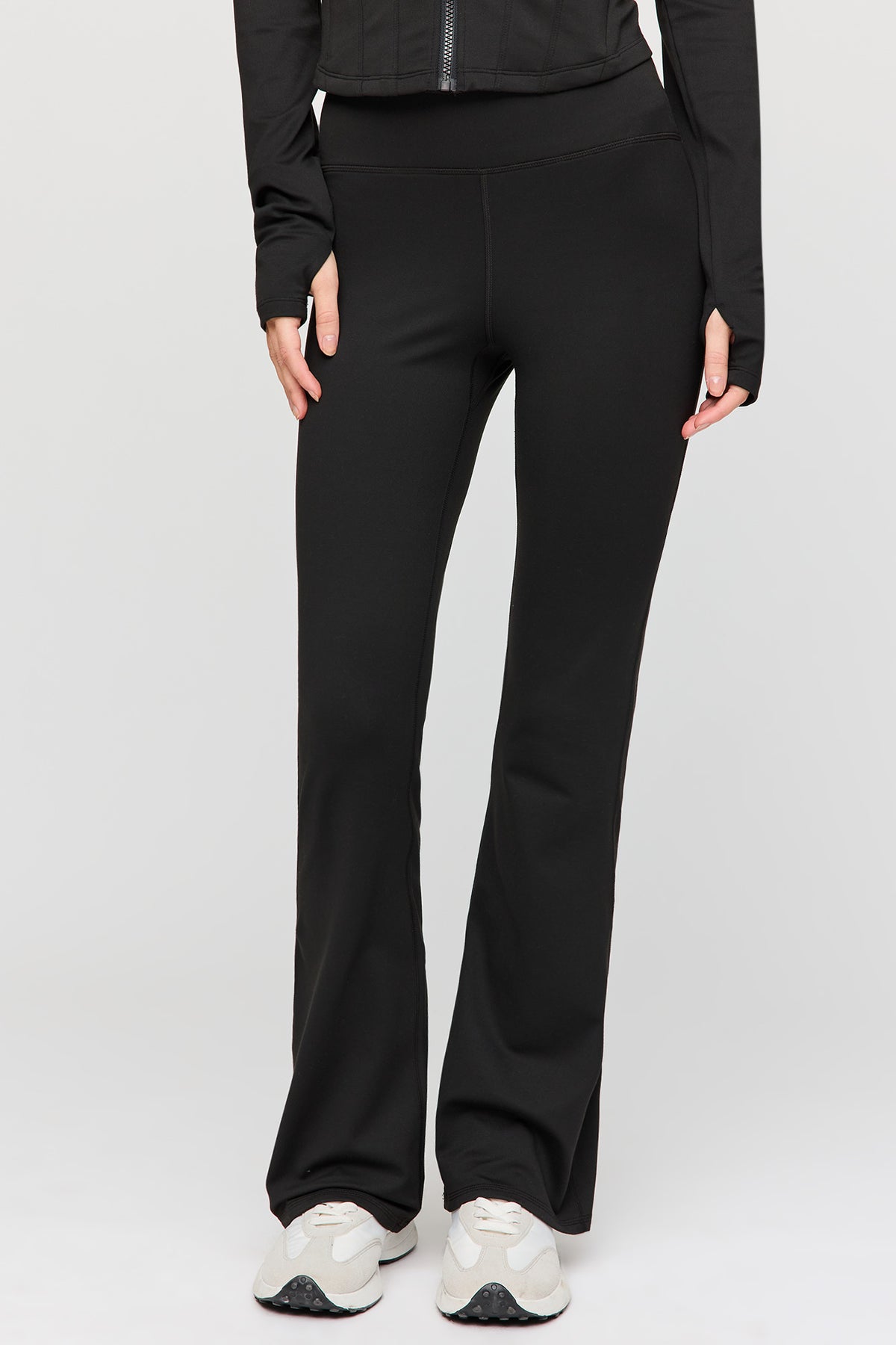 Alt View 2. Active Fleece Lined Flare Leg Pant - Black