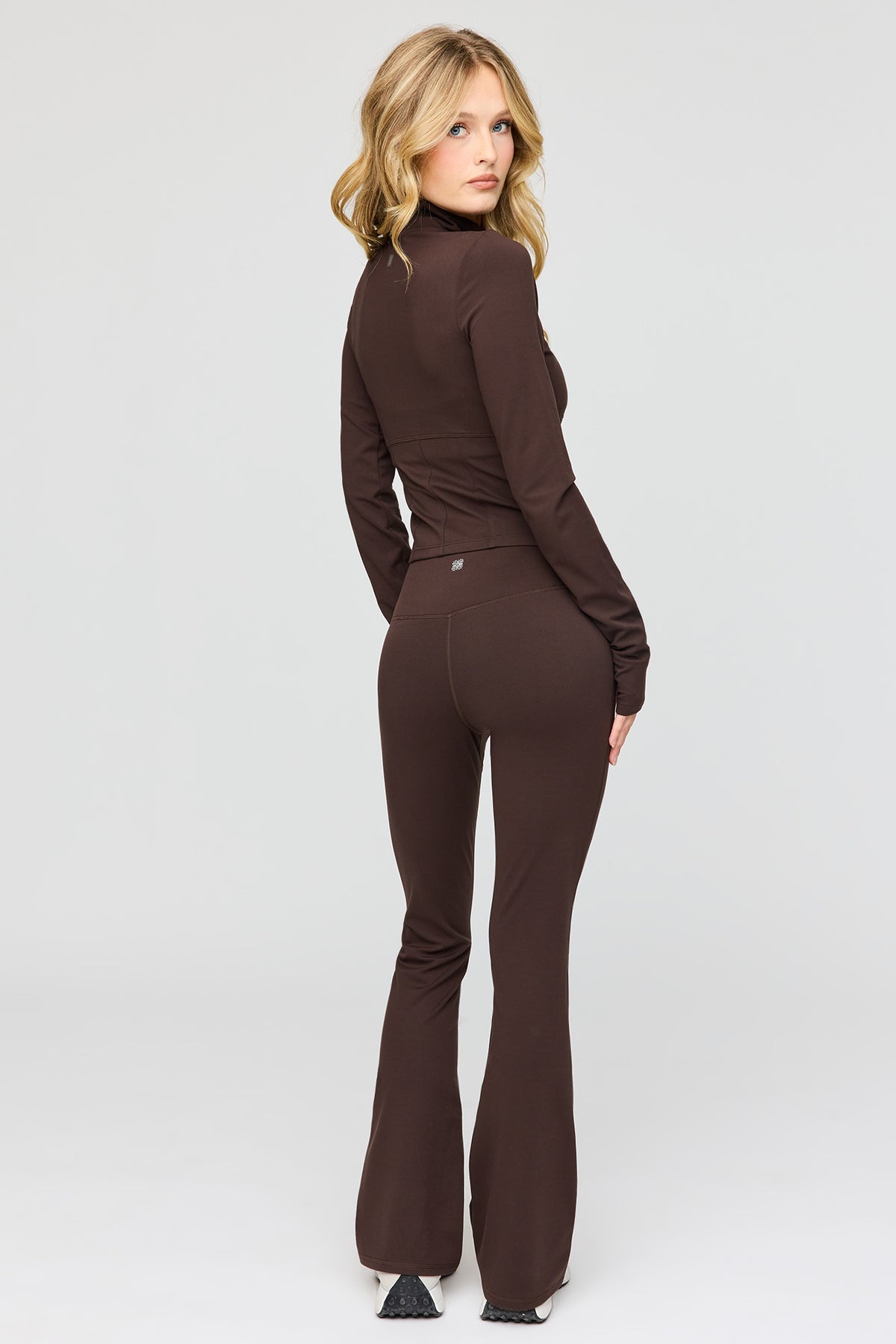Alt View 3. Active Fleece Lined Flare Leg Pant - Brown