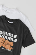 T-shirt imprimé et uni pour fille (Lot de 2)