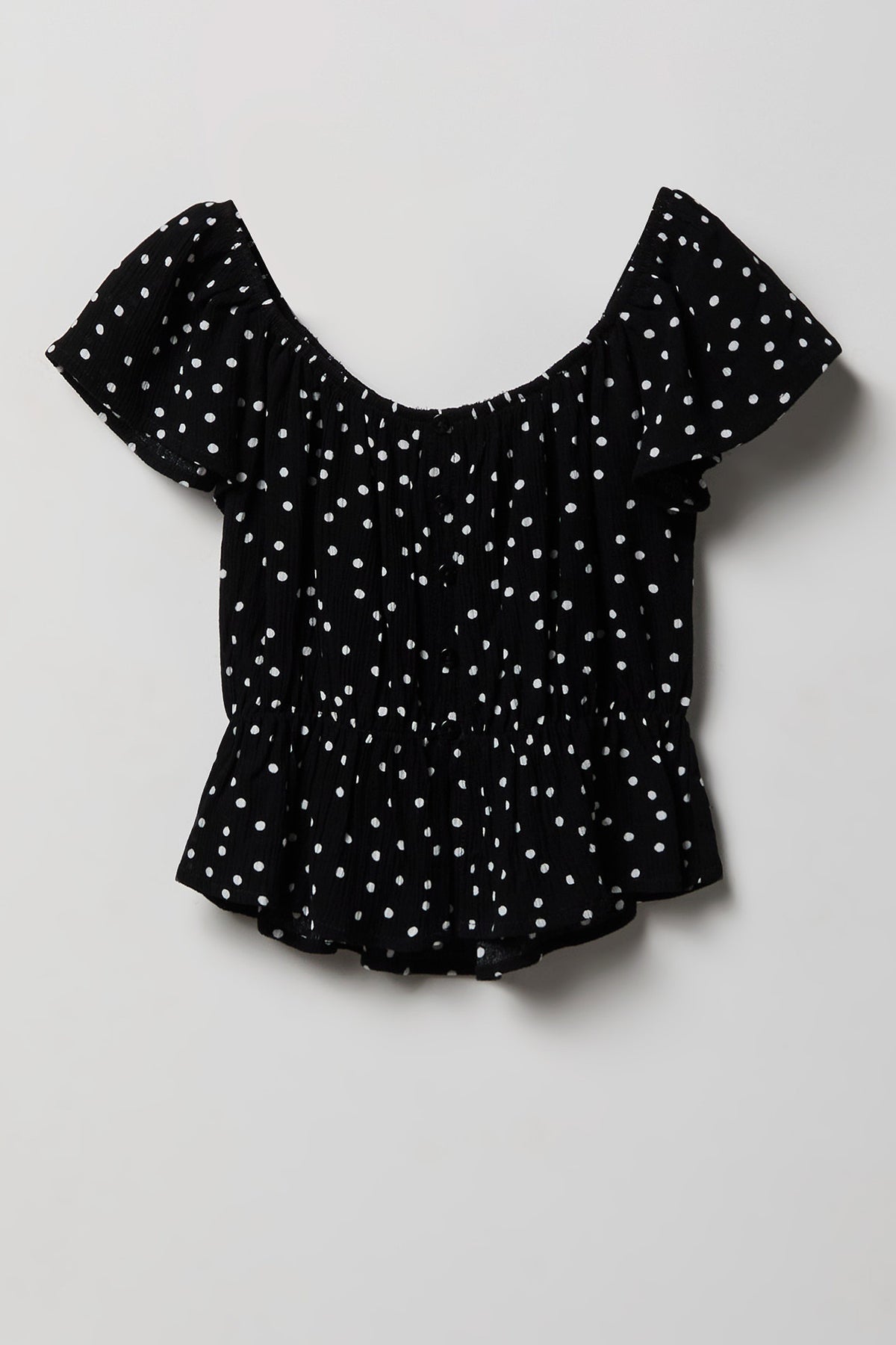 Girls Button-Up Top - Black