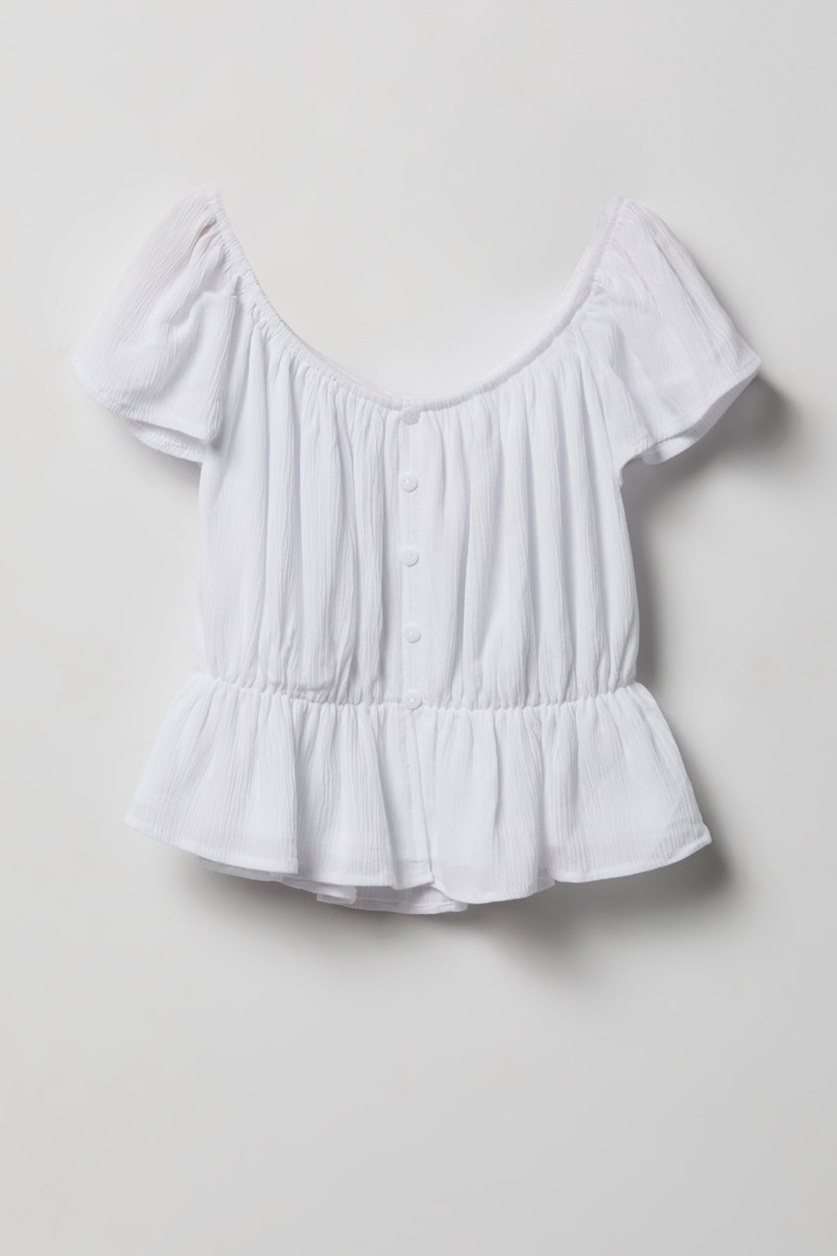 Girls Button-Up Top - White