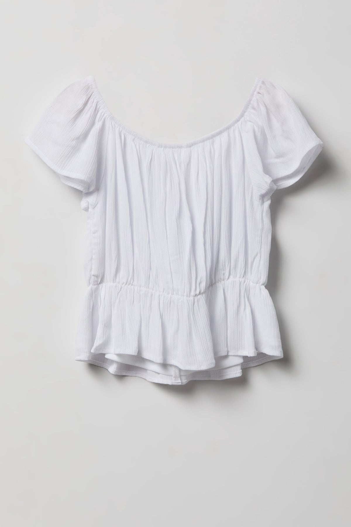 Alt View 2. Girls Button-Up Top - White