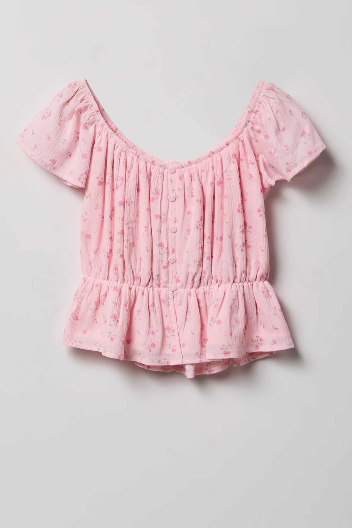 Girls Button-Up Top - Rose