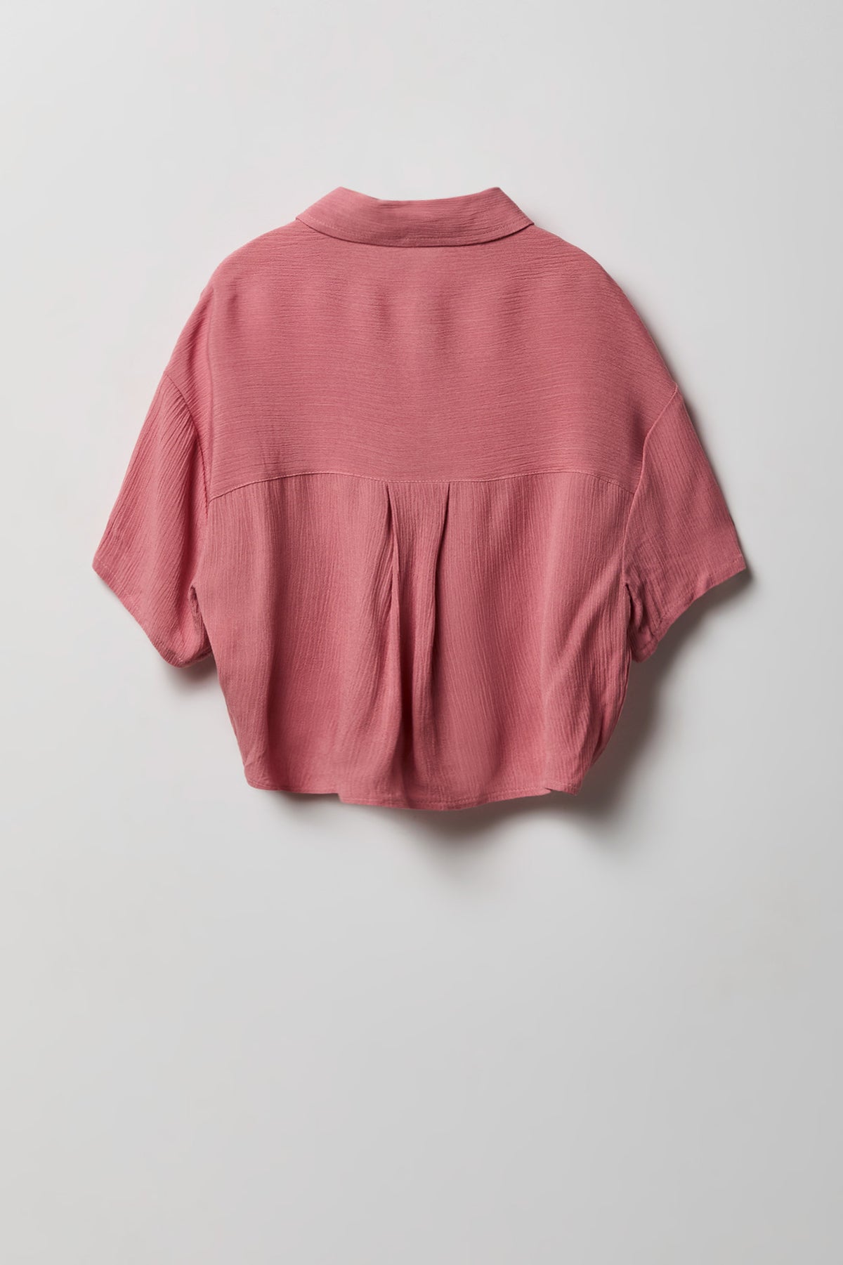 Alt View 2. Girls Textured Boxy Front Tie Top - Coral