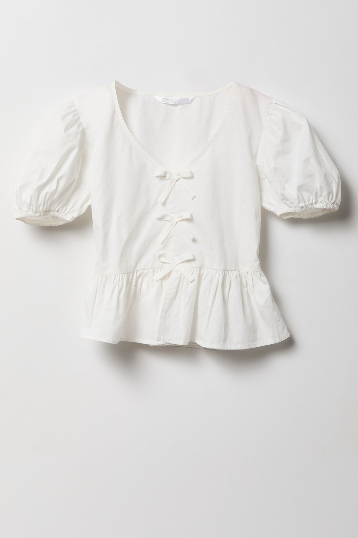 Puff Sleeve Short Sleeve Top - White